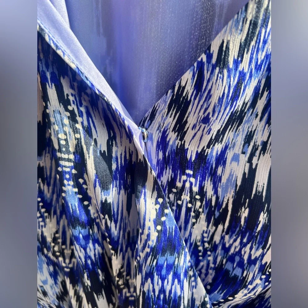 🆕🦋AQUA Blue Ikat Print Smocked Tiered Mini Dress Size XXL Boho Chicupoo Casual